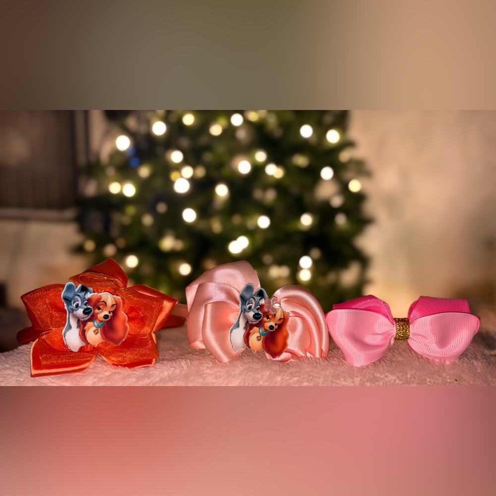 Disney Lady and the Tramp Pink and Orange Hair Bows